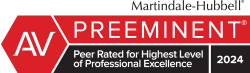Martindale-Hubbell AV Preeminent | Peer Rated for Highest Level of Professional Excellence | 2024