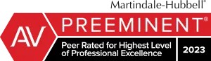 Martindale-Hubbell AV Preeminent | Peer Rated for Highest Level of Professional Excellence | 2023